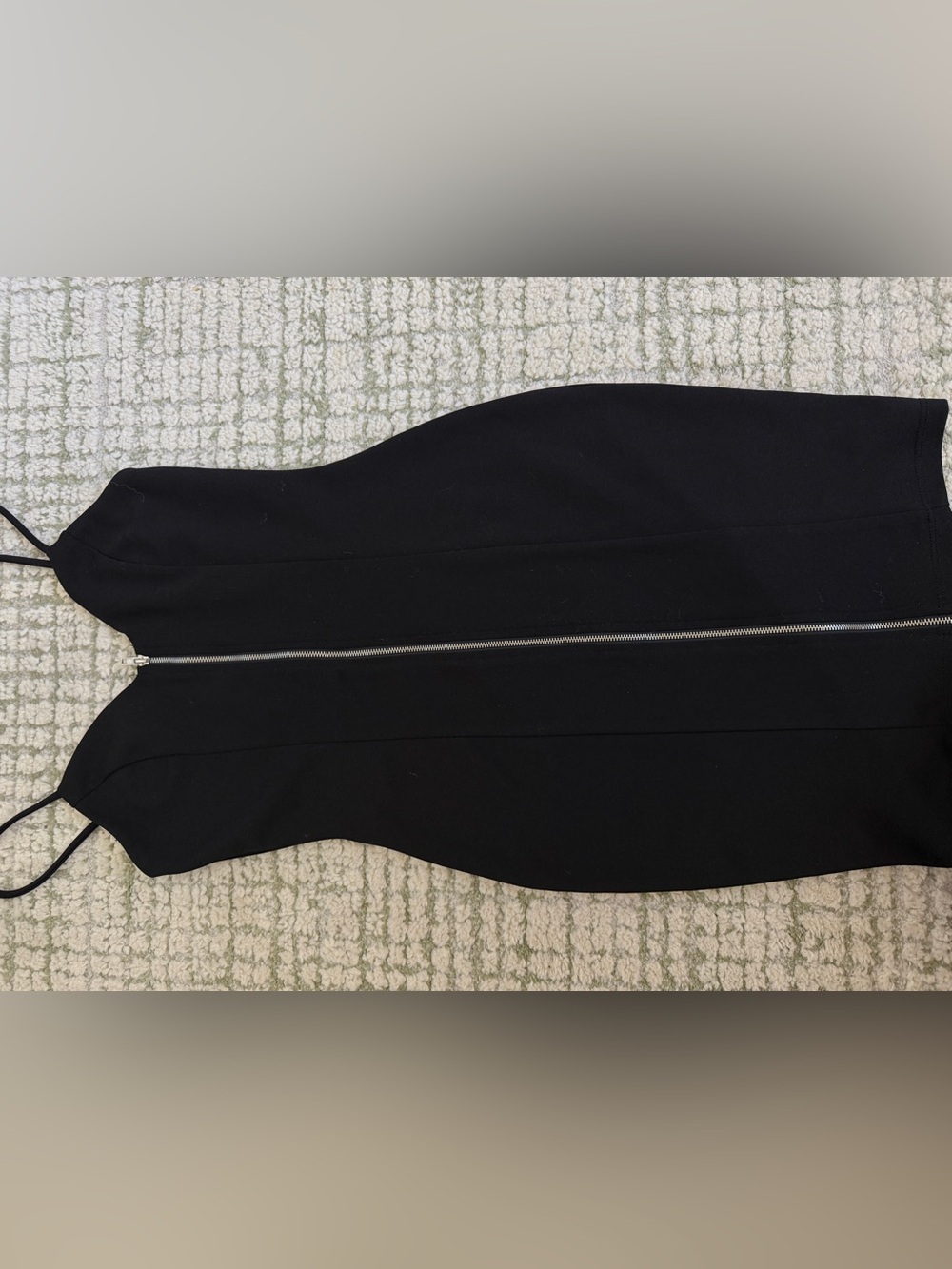 Black Strapless Bodycon Dress with Silver Front Zip
